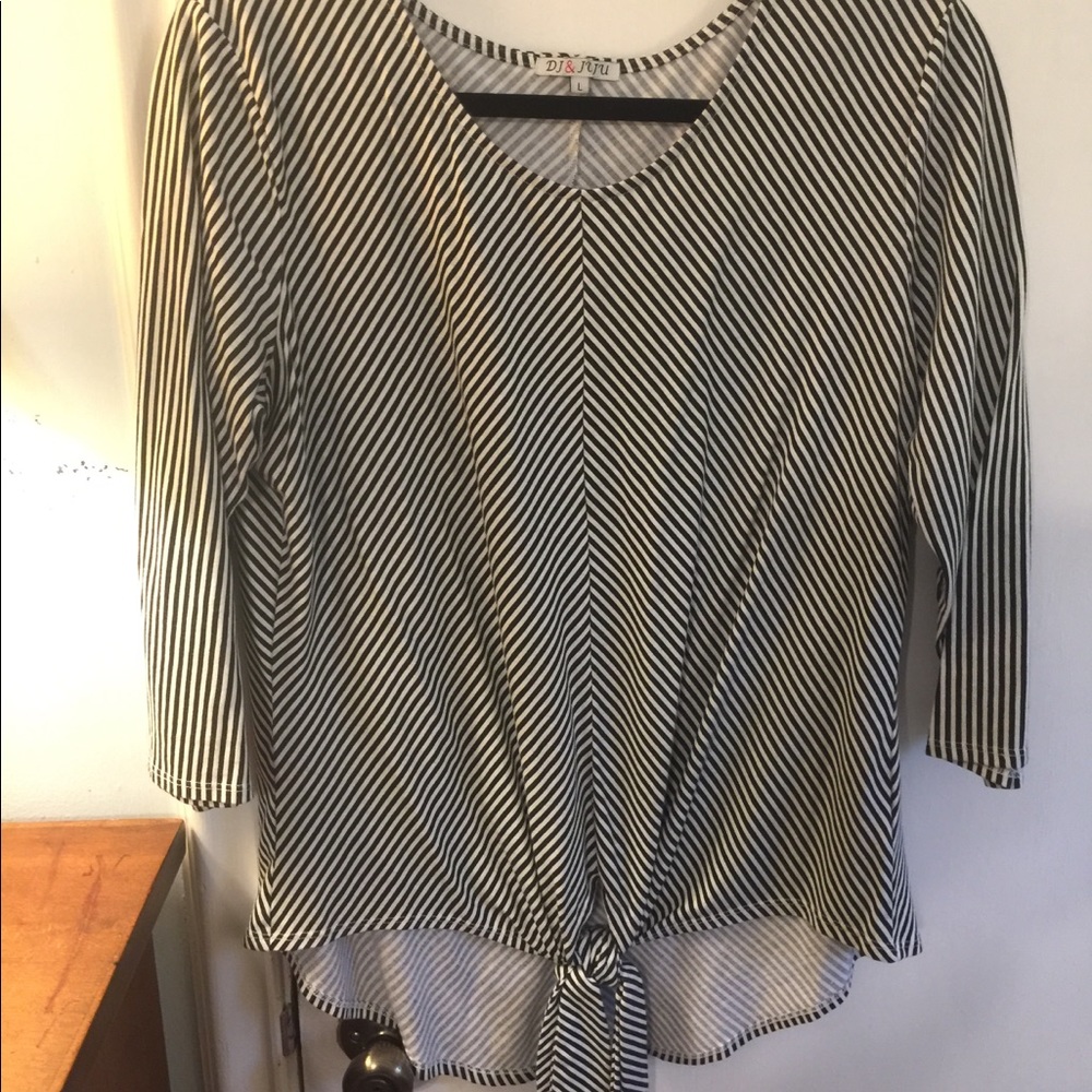 DJ & Juju striped tie front top